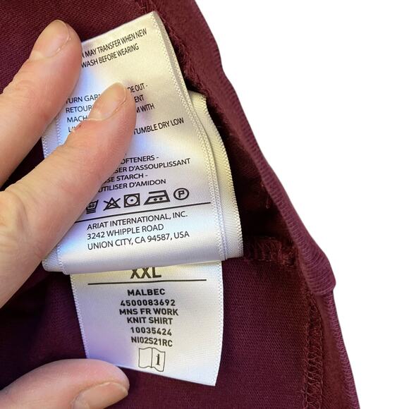 ARIAT Mens Flame Resistant American Raptor Long Sleeve Work T-shirt Burgundy - Picture 13 of 16